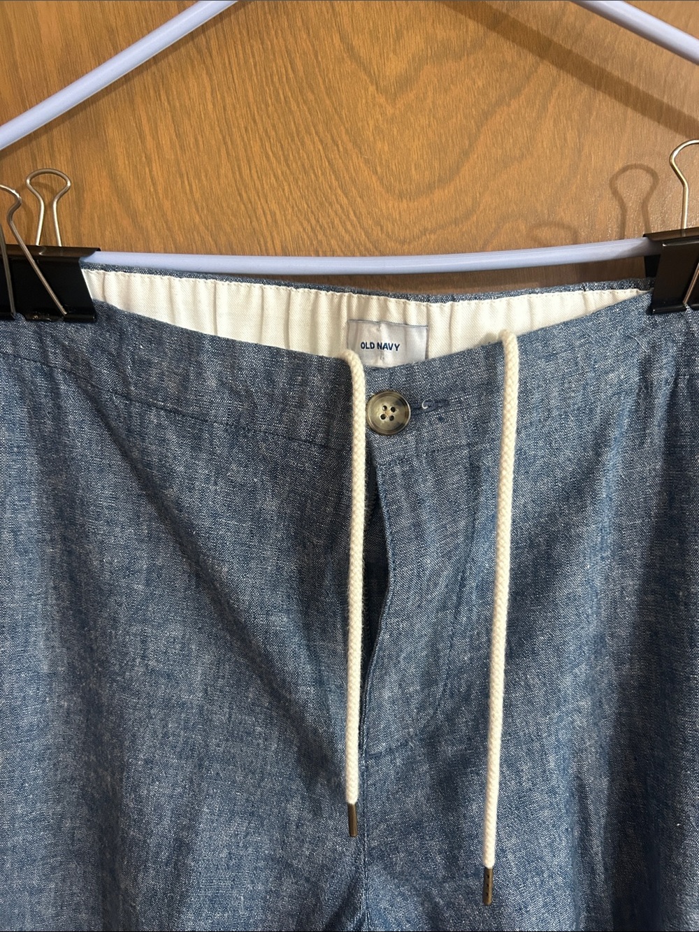 Light Blue Chambray Drawstring Pants - Picture 2 of 4